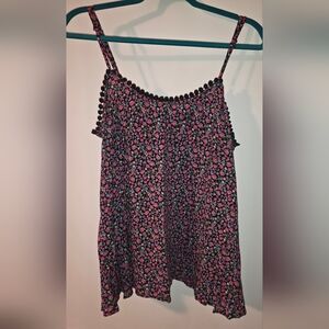 Forever 21 Black Floral Slip Dress with Pink and Blue Blossoms